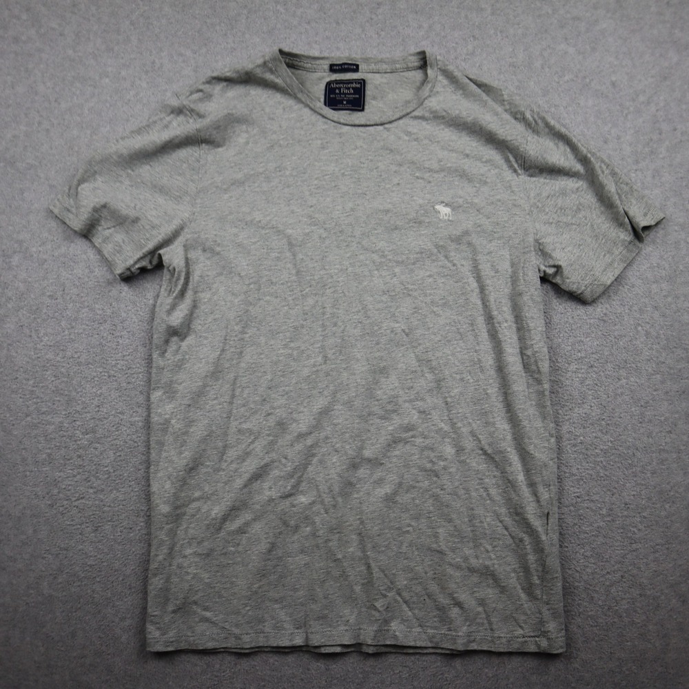 Abercrombie & Fitch T-Shirt Mens Size M Gray Short Sleeve Crew Neck Cotton Logo